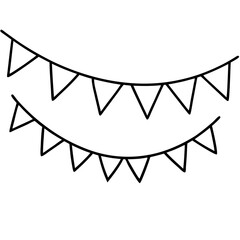 Romantic Bunting with Hearts Outline