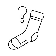 single missing sock icon, single missing sock line art - simple line art of single missing sock, perfect for single missing sock logos and icons
