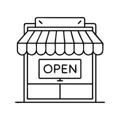 small business storefront sign icon, small business storefront sign line art - simple line art of small business storefront sign, perfect for small business storefront sign logos and icons