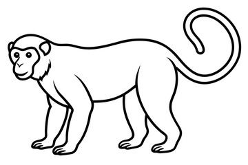 Elegant Proboscis Monkey Line Art