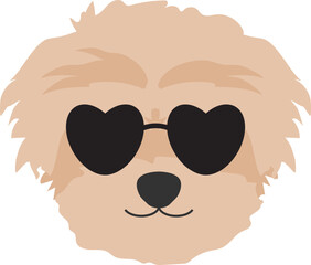 Cute dog puppy heads sunglasses heart icon