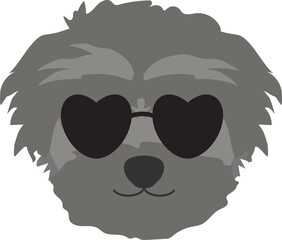 Cute dog puppy heads sunglasses heart icon