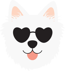 Cute dog puppy heads sunglasses heart icon