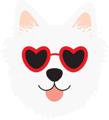 Cute dog puppy heads sunglasses heart icon