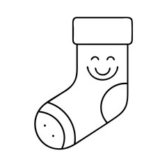 sock with a smiley face icon, sock with a smiley face line art - simple line art of sock with a smiley face, perfect for sock with a smiley face logos and icons
