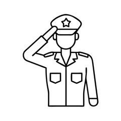 soldier saluting icon, soldier saluting line art - simple line art of soldier saluting, perfect for soldier saluting logos and icons