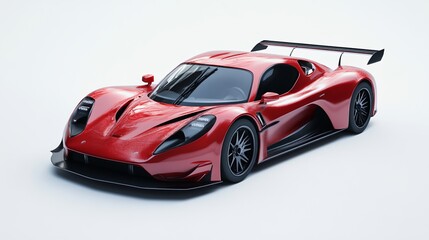 Fototapeta premium 3D rendering of a red sports car isolated on a white background