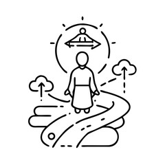 spiritual journey icon, spiritual journey line art - simple line art of spiritual journey, perfect for spiritual journey logos and icons