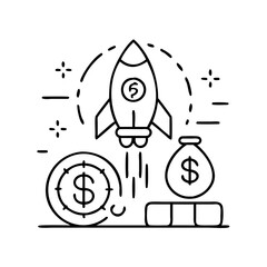 startup funding icon, startup funding line art - simple line art of startup funding, perfect for startup funding logos and icons