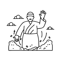 stoning of the jamarat icon, stoning of the jamarat line art - simple line art of stoning of the jamarat, perfect for stoning of the jamarat logos and icons
