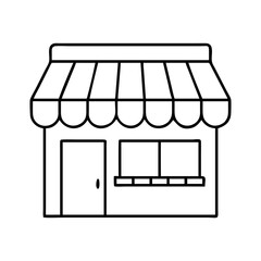 storefront with awning icon, storefront with awning line art - simple line art of storefront with awning, perfect for storefront with awning logos and icons