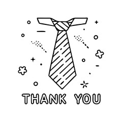 tie with thank you text icon, tie with thank you text line art - simple line art of tie with thank you text, perfect for tie with thank you text logos and icons