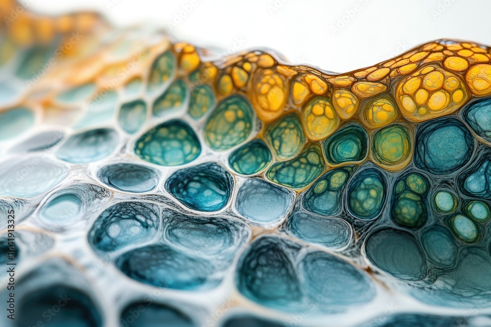 Poster abstract fluid art painting showcasing a mesmerizing blend of teal, blue, and golden yellow colors c
