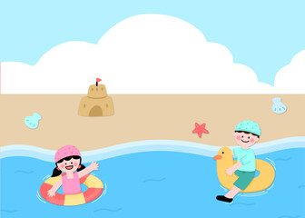 유치원 여름 방학 바다 캐릭터 드로잉 카드뉴스 피피티 배경 표지(kindergarten summer vacation character drawing ppt wallpaper)