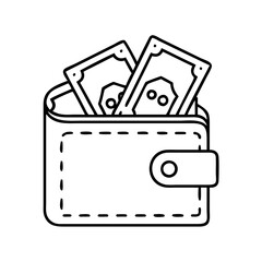 wallet with cash icon, wallet with cash line art - simple line art of wallet with cash, perfect for wallet with cash logos and icons