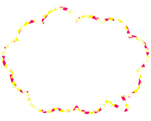 ステンドグラス風吹き出し　三角形模様　丸みのある雲形