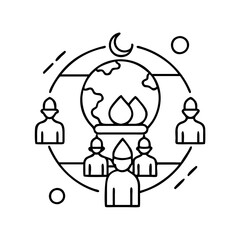 worldwide muslim community icon, worldwide muslim community line art - simple line art of worldwide muslim community, perfect for worldwide muslim community logos and icons