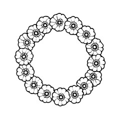 wreath of poppies icon, wreath of poppies line art - simple line art of wreath of poppies, perfect for wreath of poppies logos and icons