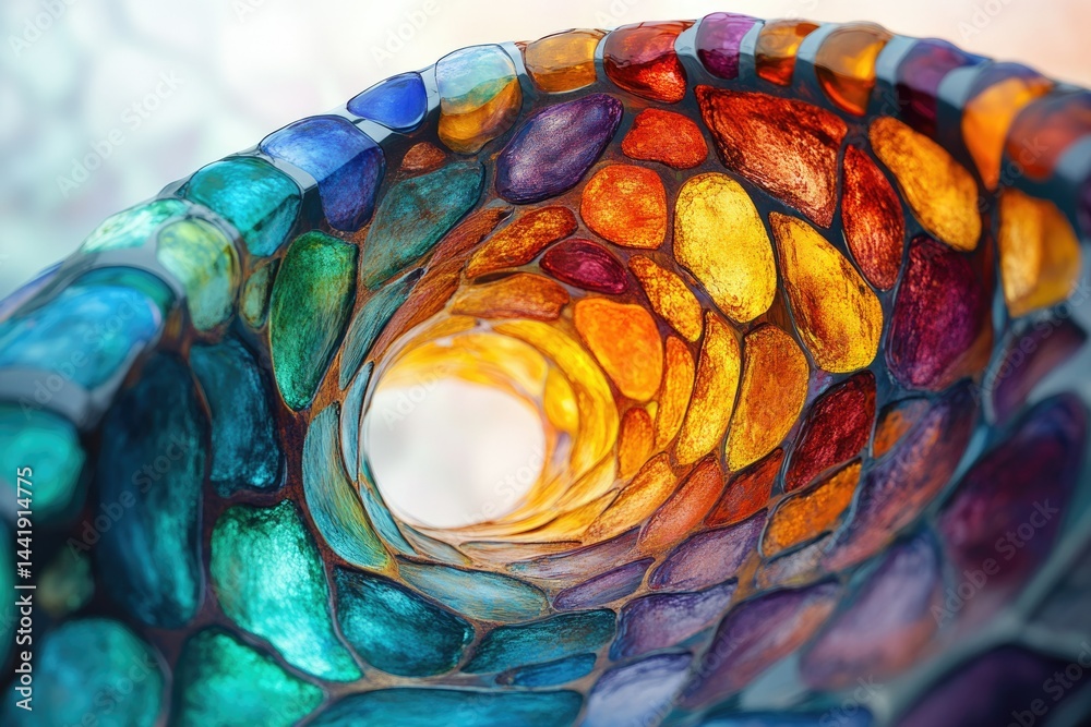 Aufkleber A mesmerizing swirl of colorful, glossy stones creating a captivating tunnel-like structure.