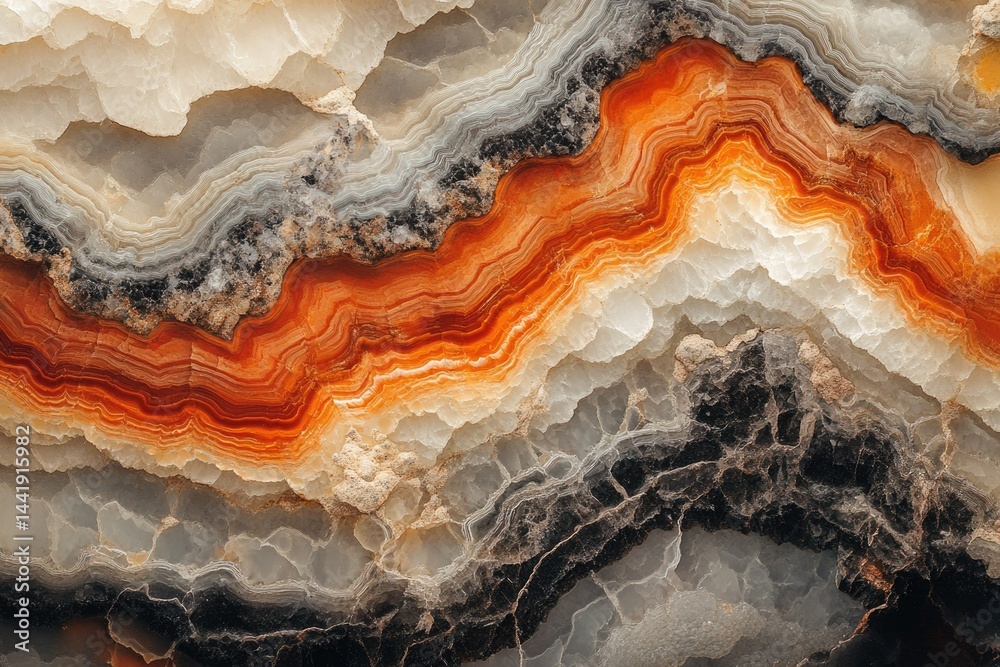 Poster intricate layers of orange, grey, and white create a mesmerizing agate stone texture.