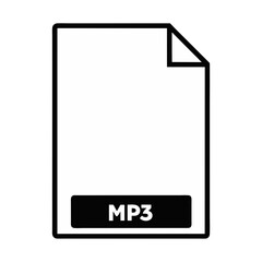 Mp3 File Format Icon In Black And White Vector Illustration Design