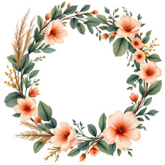 Obraz premium Spring Floral Wreath Clipart, Spring Flowers, Flower Wreaths, and Floral Graphics PNG, Spring Floral Wreath for Digital Crafting, Spring Flowers and Wreaths PNG