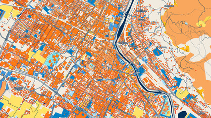 Obraz premium Colorful Prato Street Map with Labels and Buildings