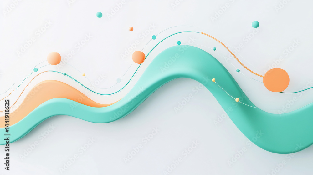 Aufkleber abstract pastel wave design with floating spheres.
