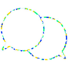 ステンドグラス風吹き出し　三角形模様　重なる会話