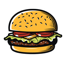 Restaurant Style Burger Studio Isolated on White