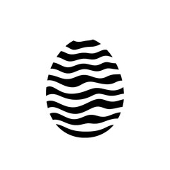 Thick black silhouette of an egg with sharp horizontal wave pattern for bold festive design