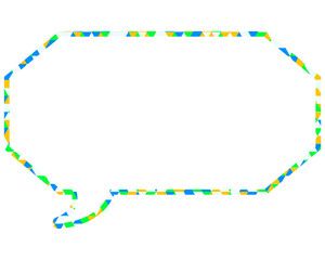 ステンドグラス風吹き出し　三角形模様　細長い八角形