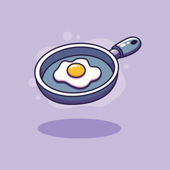 icon cartoon, Fried egg in a frying pan. Vector illustration in cartoon style.