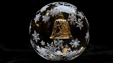 christmas, decoration, holiday, ball, snow, winter, xmas, gold, celebration, ornament, globe, new, year, card, bell, season, golden, illustration, object, glass, silver, snowflake, vector, light, shin