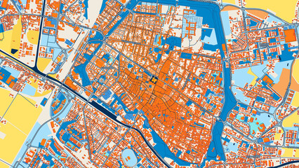 Obraz premium Colorful Ferrara Street Map with Labels and Buildings