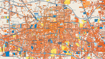 Colorful Giugliano in Campania Street Map with Labels and Buildings