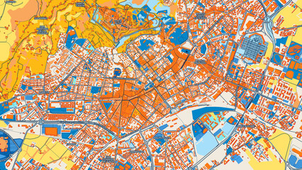 Colorful Bergamo Street Map with Labels and Buildings