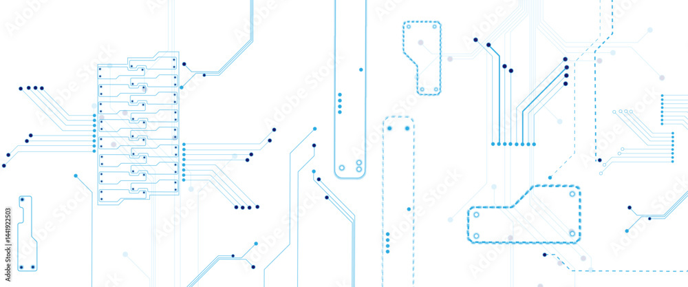 Poster Abstract CPU processor or semiconductor with Power icon with glowing pixels on technology circuit board.