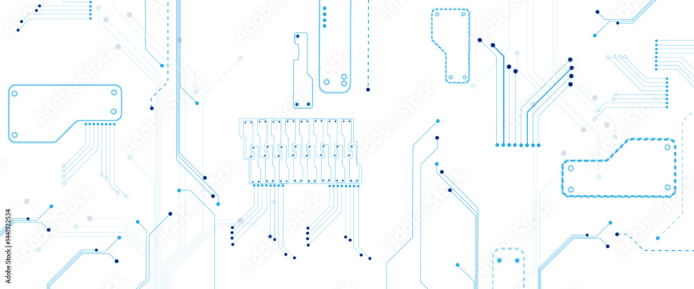 Poster Abstract CPU processor or semiconductor with Power icon with glowing pixels on technology circuit board.