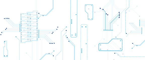 Abstract CPU processor or semiconductor with Power icon with glowing pixels on technology circuit board.