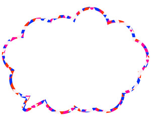 ステンドグラス風吹き出し　三角形模様　丸みのある雲形