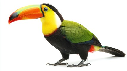 Fototapeta premium A colorful toucan standing, isolated on white