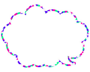 ステンドグラス風吹き出し　三角形模様　丸みのある雲形