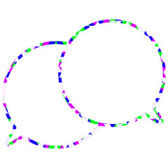ステンドグラス風吹き出し　三角形模様　重なる会話