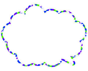 ステンドグラス風吹き出し　三角形模様　丸みのある雲形