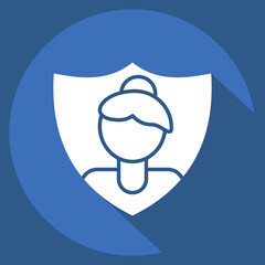 Icon Woman Safety. related to Feminism symbol. long shadow style. design editable