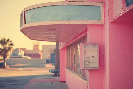 A pink movie theater with the words "Motivational Poster" on the marquee. - Powered by Adobe