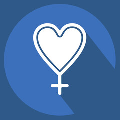 Icon Feminism Love. related to Feminism symbol. long shadow style. design editable