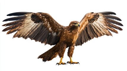 Fototapeta premium A griffin standing with majestic wings, isolated on white