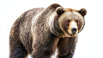 Fototapeta premium A grizzly bear standing strong, against a white background